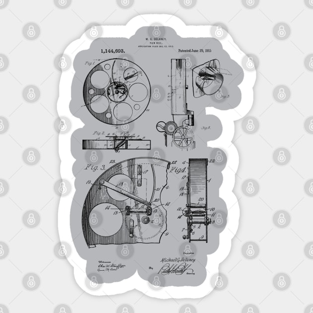 Movie Film Reel Patent Blueprint Apparel 1915 Sticker by MadebyDesign